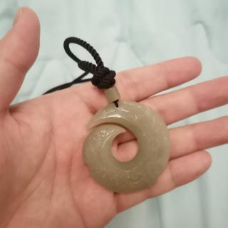 印象眸 和田玉吊坠 浅青玉时来运转挂件情侣款好运连连玉石吊坠 附送